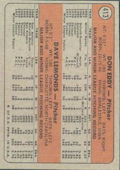 1972 Topps #413 Rookie Stars/Don Eddy RC/Dave Lemonds back image