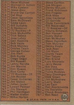 1972 Topps #604A Checklist 657-787/Copyright on back/bottom right back image