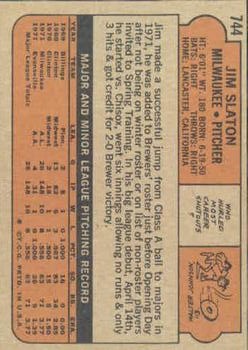 1972 Topps #744 Jim Slaton RC back image