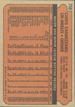 1972 Topps #759 Chris Cannizzaro back image