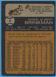 1973 Topps #5 Ed Brinkman back image