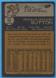1973 Topps #10 Don Sutton back image
