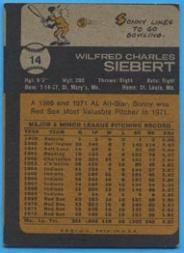1973 Topps #14 Sonny Siebert back image