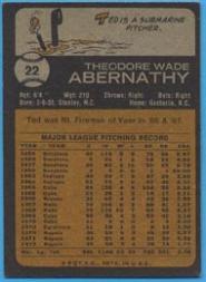 1973 Topps #22 Ted Abernathy back image