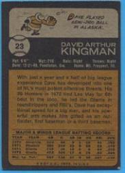 1973 Topps #23 Dave Kingman back image