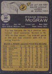1973 Topps #30 Tug McGraw back image