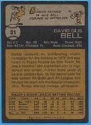 1973 Topps #31 Buddy Bell RC back image