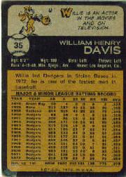 1973 Topps #35 Willie Davis back image