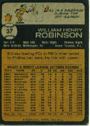1973 Topps #37 Bill Robinson back image
