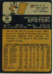 1973 Topps #38 Mike Epstein back image