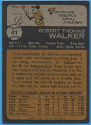 1973 Topps #41 Tom Walker RC back image