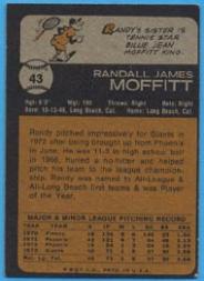 1973 Topps #43 Randy Moffitt RC back image