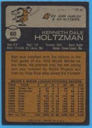 1973 Topps #60 Ken Holtzman back image
