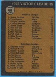 1973 Topps #66 Victory Leaders/Steve Carlton/Gaylord Perry/Wilbur Wood back image