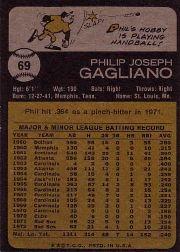 1973 Topps #69 Phil Gagliano back image
