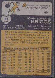1973 Topps #71 Johnny Briggs back image