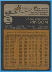 1973 Topps #75 Vada Pinson back image