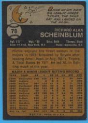 1973 Topps #78 Richie Scheinblum back image