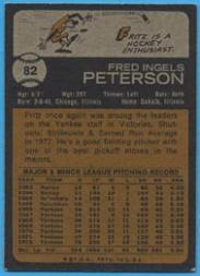 1973 Topps #82 Fritz Peterson back image