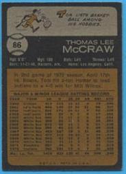 1973 Topps #86 Tom McCraw back image