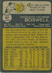 1973 Topps #87 Ken Boswell back image