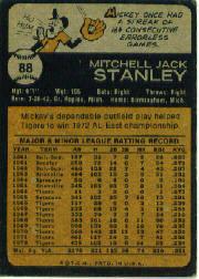 1973 Topps #88 Mickey Stanley back image