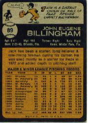 1973 Topps #89 Jack Billingham back image