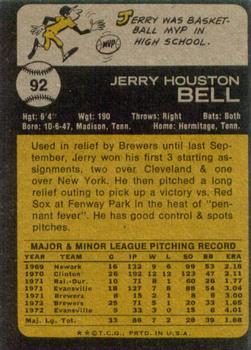 1973 Topps #92 Jerry Bell back image