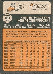 1973 Topps #101 Ken Henderson back image