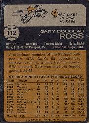 1973 Topps #112 Gary Ross back image