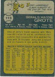 1973 Topps #113 Jerry Grote back image