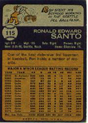 1973 Topps #115 Ron Santo back image