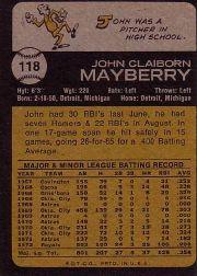 1973 Topps #118 John Mayberry back image