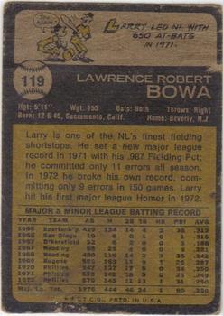 1973 Topps #119 Larry Bowa back image