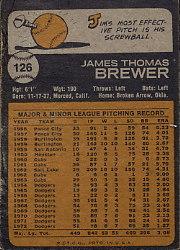 1973 Topps #126 Jim Brewer back image