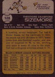 1973 Topps #128 Ted Sizemore back image