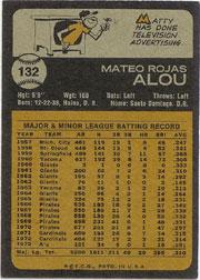 1973 Topps #132 Matty Alou back image