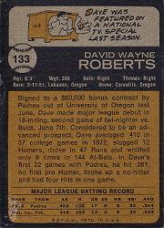 1973 Topps #133 Dave Roberts RC back image