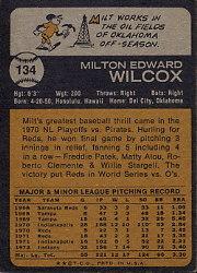 1973 Topps #134 Milt Wilcox back image
