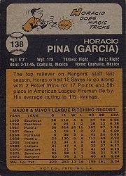 1973 Topps #138 Horacio Pina back image