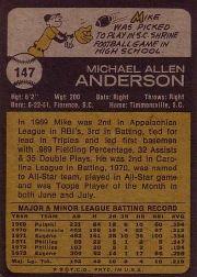 1973 Topps #147 Mike Anderson back image