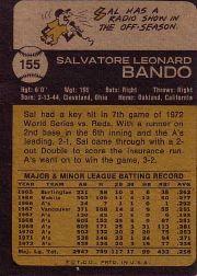 1973 Topps #155 Sal Bando back image