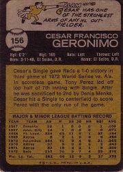 1973 Topps #156 Cesar Geronimo back image
