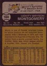 1973 Topps #164 Monty Montgomery back image