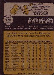 1973 Topps #173 Hal Breeden back image