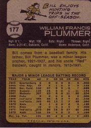 1973 Topps #177 Bill Plummer RC back image