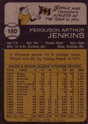 1973 Topps #180 Ferguson Jenkins back image