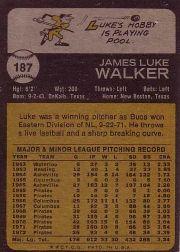 1973 Topps #187 Luke Walker back image