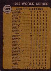 1973 Topps #209 World Series Game 7/Bert Campaneris back image