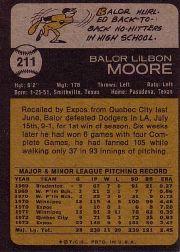1973 Topps #211 Balor Moore back image